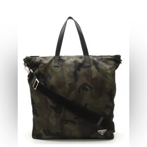 Authentic Prada Tessuto Camouflage satchel Tote Bag Nylon